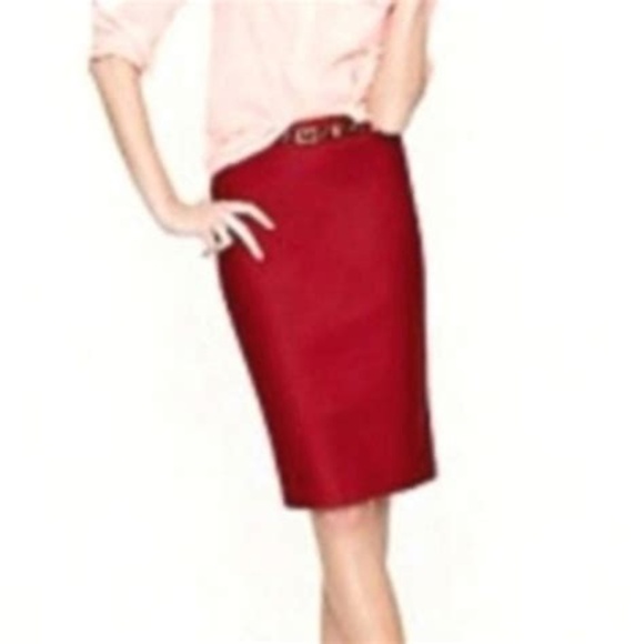 J. Crew Women’s	No. 2 pencil skirt in double-serge cotton, dark red - Picture 1 of 5